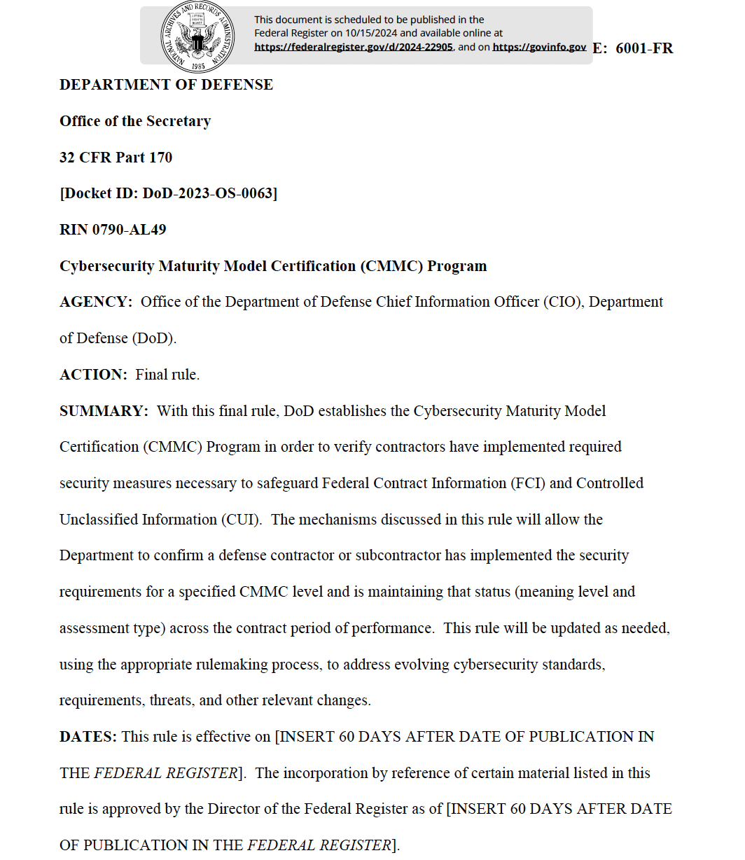 48 CFR CMMC Proposed Rule